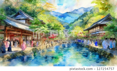 Journey to Kinosaki Onsen, a historic hot spring town renowned for its seven public bathhouses, traditional architecture, and serene atmosphere, creating a memorable escape. 127254757