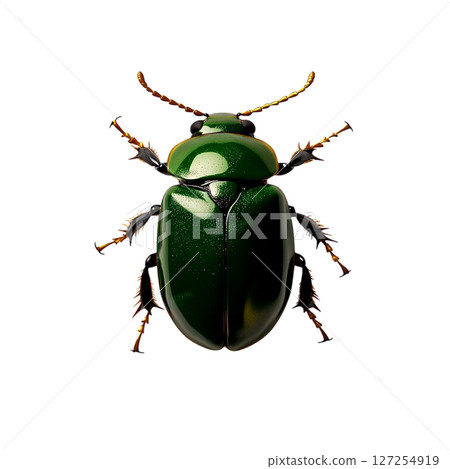 Close-Up of a Vibrant Green Beetle Showcasing Intricate Details and Unique Textures Close-Up of a Vibrant Green Beetle Showcasing Intricate Details and Unique Textures 127254919