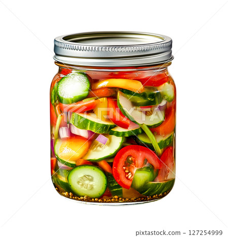 Colorful Fresh Vegetables in Jar for Pickling, Preserving, and Healthy Eating 127254999