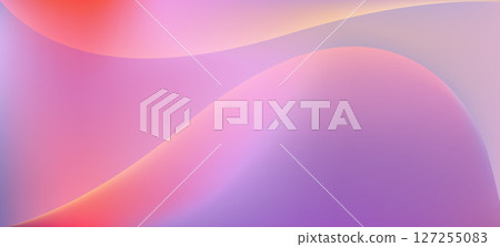 Abstract bright fluid light violet and reddish pink mesh gradient background with wavy shapes. Abstract lilac, purple and rose colors liquid digital watercolor for sunset sky design, banner, cover 127255083