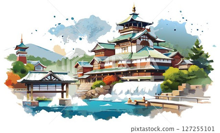 Experience the invigorating power of Kusatsu Onsen, a renowned hot spring resort town where you can relax in natural onsen, rejuvenate your body, and enjoy the traditional atmosphere. 127255101