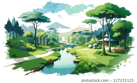 Explore Nopporo Forest Park, a sprawling green oasis offering a tranquil escape from city life, with scenic walking trails, lush forests, and abundant wildlife. 127255125
