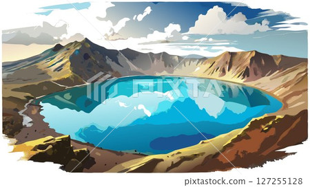 Discover Okama Crater Lake, a breathtaking volcanic crater lake nestled in the heart of Mount Zao, offering stunning turquoise waters and a mesmerizing landscape. 127255128