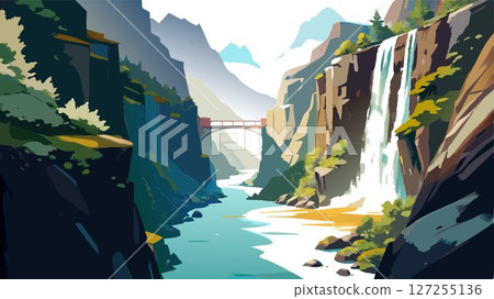 Discover the hidden beauty of Settsukyo Gorge, a picturesque gorge where towering cliffs meet the flowing waters of the river, creating a stunning natural landscape. 127255136