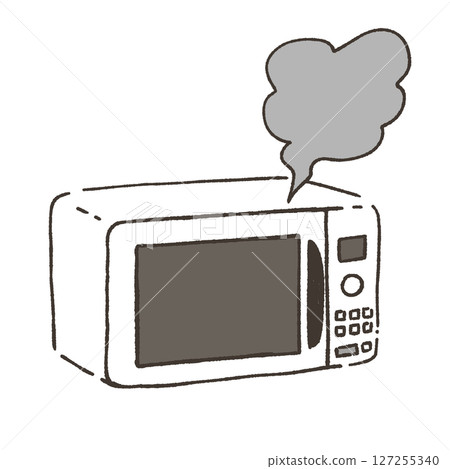 Illustration of a smoky microwave oven Illustration of a smoky microwave oven 127255340