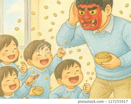 節分節氣驅鬼的孩子們 127255917