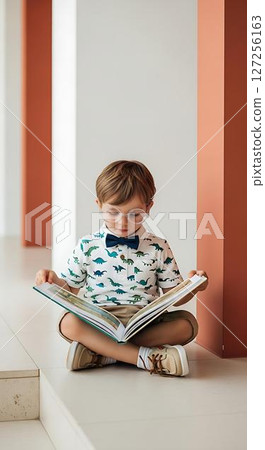 Cute Boy Reading Book, Educational Concept 127256163