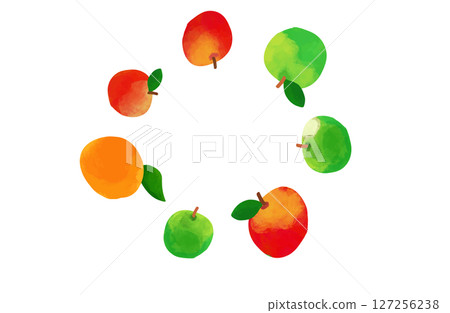Watercolor textured fruit circle illustration 127256238
