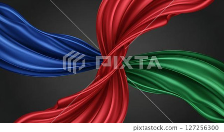 Abstract Red, Green, Blue Silk Swirls Abstract Red, Green, Blue Silk Swirls 127256300