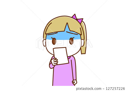 (上半身正面照)白人女孩看到告示後臉色蒼白,震驚不已 (上半身正面照)白人女孩看到告示後臉色蒼白,震驚不已 127257226