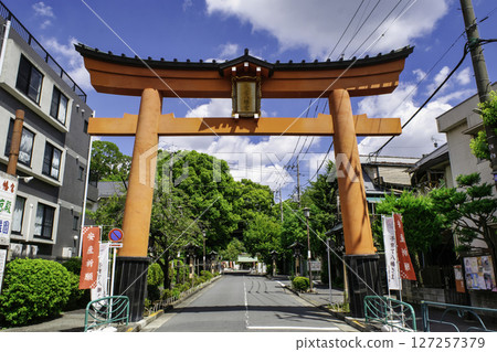 位於東京都杉併區大宮八幡宮南面參道的鳥居,由源賴朝建造 位於東京都杉併區大宮八幡宮南面參道的鳥居,由源賴朝建造 127257379