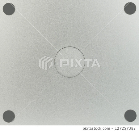 Surface with central circle and four corner supports in minimalistic design 127257382