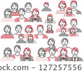 家庭插圖（家庭、嬰兒、兒童、夫婦、祖父母、高中生、三代、退休、教育、儲蓄、貸款） 127257556