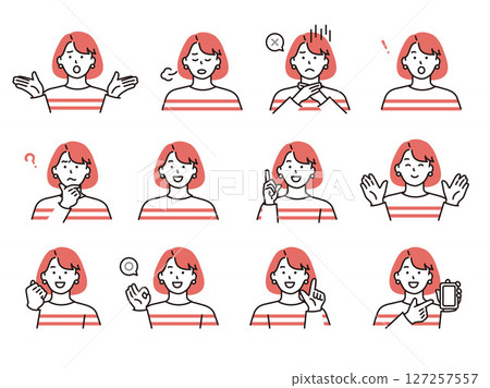Simple illustrations of women, business people, working people, housewives 127257557
