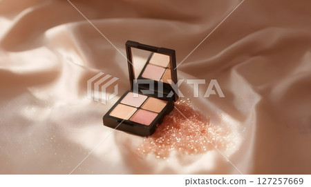 Peach-Toned Eyeshadow Quad on Ivory Fabric 127257669