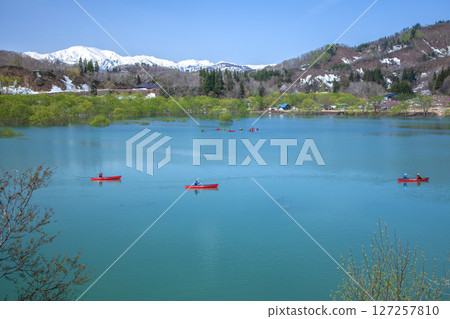 春天白川湖水壩湖 春天白川湖水壩湖 127257810