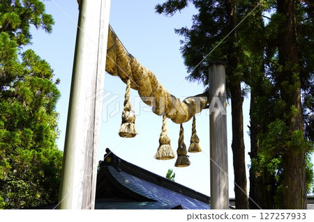 The original torii gate in front of the worship hall of Ogami Shrine The original torii gate in front of the worship hall of Ogami Shrine 127257933