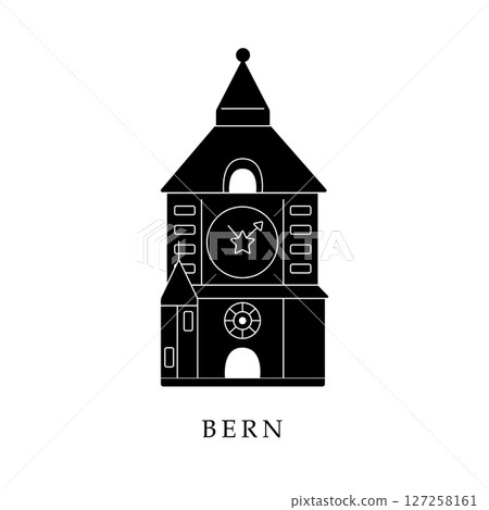 European capitals, Bern. Black and white illustration 127258161