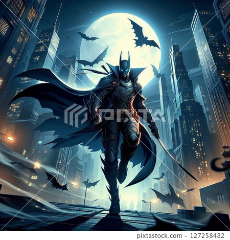 The Dark Knight, a dark hero roaming the streets at night 127258482