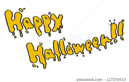 流行而獨特的“萬聖節快樂！！”文字材料，看起來像是用粘稠的液體繪製的 127258513