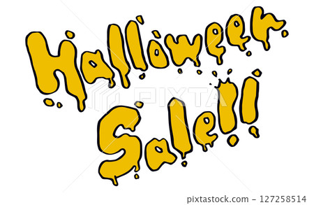 一個流行而獨特的“萬聖節大減價！！”文字，看起來像是用粘稠的液體畫出來的 127258514