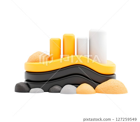 the image features a collection of abstract, rounded shapes arranged on a white surface 127259549