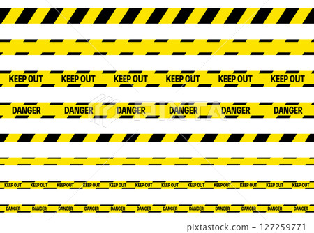 Yellow and black tiger tape KEEPOUT/DANGER banner set 127259771