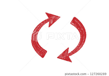 手繪蠟筆紋理圓形紅色箭頭圖示集 127260289