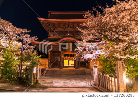 Cherry blossoms at night at Aso Shrine in Kumamoto Prefecture Cherry blossoms at night at Aso Shrine in Kumamoto Prefecture 127260293