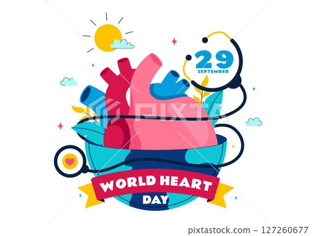 World Heart Day Vector Illustration on 29 September to Raise Awareness About the Importance of Healthcare and Disease Prevention in a Background World Heart Day Vector Illustration on 29 September to Raise Awareness About the Importance of Healthcare and Disease Prevention in a Background 127260677