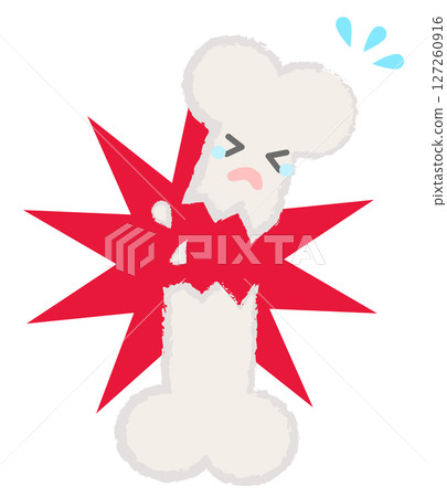Hand-drawn bone character illustration: fracture 127260916