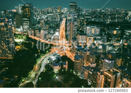 [Top 100 Night Views] Another Tokyo Tower seen from the main deck of Tokyo Tower, Tokyo (Akabane intersection) 127260983