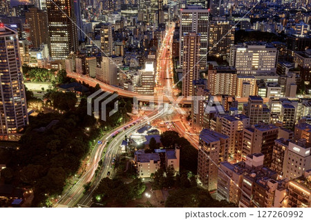 [Top 100 Night Views] Another Tokyo Tower seen from the main deck of Tokyo Tower, Tokyo (Akabane intersection) 127260992
