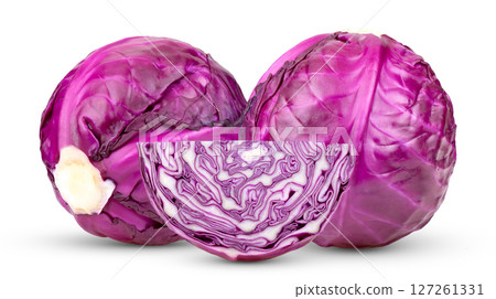 Purple Cabbage vegetable isolated on white background 127261331