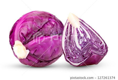 Purple Cabbage vegetable isolated on white background Purple Cabbage vegetable isolated on white background 127261374