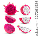 dragon fruit, pitaya slice isolated on white background 127261526