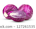 Purple Cabbage vegetable isolated on white background 127261535