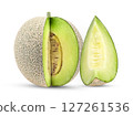 Melon or cantaloupe isolated on white background 127261536