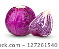 Purple Cabbage vegetable isolated on white background 127261540