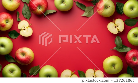 Apple fruit frame rounded copy space empty blank space Apple fruit frame rounded copy space empty blank space 127261865