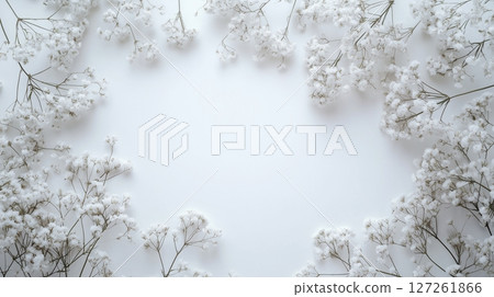 Baby breath flower frame rounded empty center nature background 127261866