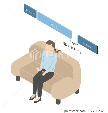 Woman relaxing in her spare time - Isometric 127262378