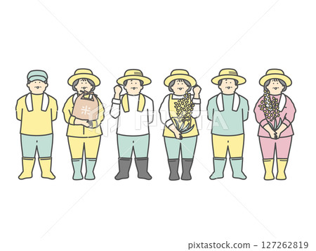 Simple illustration set of elderly farmers Simple illustration set of elderly farmers 127262819