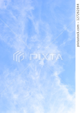 beautiful blue sky and white fluffy group of clouds with sunrise in the morning, natural background 127262844