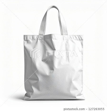 Silver Metallic Tote Bag on White Background Silver Metallic Tote Bag on White Background 127263055
