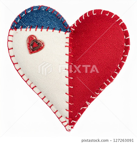 Patchwork Felt Heart with Red and Blue Accents 127263091