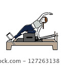 A woman stretching her side with machine pilates 127263138