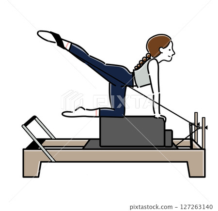 A woman training her buttocks with machine pilates A woman training her buttocks with machine pilates 127263140