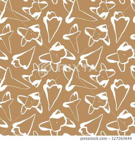 Hand drawn seamless floral pattern with abstract cloves on warm brown background for packaging and textile design Hand drawn seamless floral pattern with abstract cloves on warm brown background for packaging and textile design 127263644