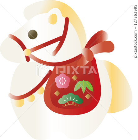 2026新年賀卡材料2026年黏土鈴鐺十二生肖馬馬年馬日式現代可愛動物插圖 127263995